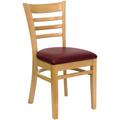 Flash Furniture XU-DGW0005LAD-NAT-BURV-GG Hercules Series Restaurant Chair w/ Ladder Back & Burgundy Vinyl Seat - Beechwood, Natural Finish