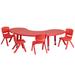 Flash Furniture YU-YCX-0043-2-MOON-TBL-RED-E-GG Half Moon Preschool Activity Table & (4) Chair Set - 35"L x 65"W, Plastic Top, Red