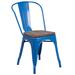 Flash Furniture CH-31230-BL-WD-GG Stacking Side Chair w/ Vertical Slat Back & Wood Seat - Steel, Blue