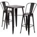 Flash Furniture CH-31330B-2-30GB-BQ-GG 27 3/4" Square Bar Height Table w/ (2) Bar Stool Set - Black & Antique Gold Steel Top, Steel Base