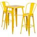 Flash Furniture CH-31330B-2-30GB-YL-GG 27 3/4" Square Bar Height Table w/ (2) Bar Stool Set - Yellow Steel Top, Steel Base