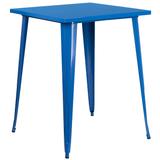 Flash Furniture CH-51040-40-BL-GG 33 1/4" Square Bar Height Table - Blue Steel Top, Steel Base