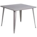 Flash Furniture CH-51050-29-SIL-GG 35 1/2" Square Dining Height Table - Metal, Silver