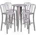 Flash Furniture CH-51080BH-4-30VRT-SIL-GG 24" Square Bar Height Table w/ (4) Bar Stool Set - Silver Steel Top, Steel Base