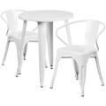 Flash Furniture CH-51080TH-2-18ARM-WH-GG 24" Round Table & (2) Arm Chair Set - Metal, White