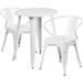 Flash Furniture CH-51080TH-2-18ARM-WH-GG 24" Round Table & (2) Arm Chair Set - Metal, White