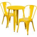 Flash Furniture CH-51080TH-2-18CAFE-YL-GG 24" Round Table & (2) CafÃ© Chair Set - Metal, Yellow