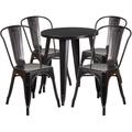 Flash Furniture CH-51080TH-4-18CAFE-BQ-GG 24" Round Table & (4) CafÃ© Chair Set - Metal, Black & Antique Gold