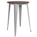 Flash Furniture CH-51090-40M1-SIL-GG 30" Round Bar Height Table - Walnut Rustic Wood Top, Steel Base