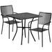 Flash Furniture CO-28SQ-02CHR2-BK-GG 28" Square Patio Table & (2) Square Back Arm Chair Set - Steel, Black