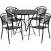 Flash Furniture CO-30RDF-03CHR4-BK-GG 30" Round Folding Patio Table & (4) Round Back Arm Chair Set - Steel, Black