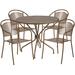 Flash Furniture CO-35RD-03CHR4-GD-GG 35 1/4" Round Patio Table & (4) Round Back Arm Chair Set - Steel, Gold