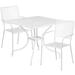 Flash Furniture CO-35SQ-02CHR2-WH-GG 35 1/4" Square Patio Table & (2) Square Back Arm Chair Set - Steel, White