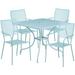 Flash Furniture CO-35SQ-02CHR4-SKY-GG 35 1/4" Square Patio Table & (4) Square Back Arm Chair Set - Steel, Sky Blue