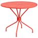 Flash Furniture CO-7-RED-GG 35 1/4" Round Patio Table w/ Rain Flower Design Top & Umbrella Hole - Steel, Coral