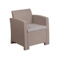 Flash Furniture DAD-SF2-1-GG 26 3/4"W Outdoor Chair w/ Seat Cushion - 30"H, Resin, Charcoal, Gray