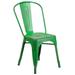 Flash Furniture ET-3534-GN-GG Stacking Chair w/ Vertical Slat Back - Distressed Metal, Green, Indoor/Outdoor
