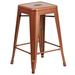 Flash Furniture ET-BT3503-24-POC-GG Industrial Counter Height Backless Commercial Bar Stool w/ Metal Seat, Copper