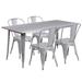 Flash Furniture ET-CT005-4-30-SIL-GG Rectangular Table & (4) Chair Set - 63"W x 31 1/2"D x 29 1/2"H, Steel, Silver