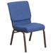 Flash Furniture FD-CH02185-GV-BLUE-GG Stacking Church Chair w/ Blue Fabric Back & Seat - Steel Frame, Gold Vein