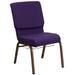 Flash Furniture FD-CH02185-GV-ROY-BAS-GG Stacking Church Chair w/ Royal Purple Fabric Back & Seat - Steel Frame, Gold Vein