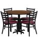 Flash Furniture HDBF1008-GG 36" Round Table & (4) Chair Set - Walnut Laminate Top, Cast Iron Base, Black