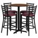 Flash Furniture HDBF1028-GG 30" Round Bar Height Table w/ (4) Bar Stool Set - Walnut Laminate Top, Steel Base, Black