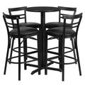 Flash Furniture HDBF1033-GG 24" Round Bar Height Table w/ (4) Bar Stool Set - Black Laminate Top, Steel Base