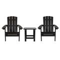 Flash Furniture JJ-C14501-2-T14001-BK-GG Adirondack Side Table & (2) Chair Set - 18 3/4" x 15", Poly Resin, Black