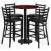 Flash Furniture RSRB1022-GG 30" Round Bar Height Table w/ (4) Bar Stool Set - Mahogany Laminate Top, Steel Base, Black