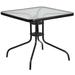 Flash Furniture TLH-073A-2-GG 31 1/2" Square Patio Table w/ Glass Top - Metal Base, Black