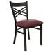 Flash Furniture XU-6FOBXBK-BURV-GG Restaurant Chair w/ Metal Cross Back & Burgundy Vinyl Seat - Steel Frame, Black