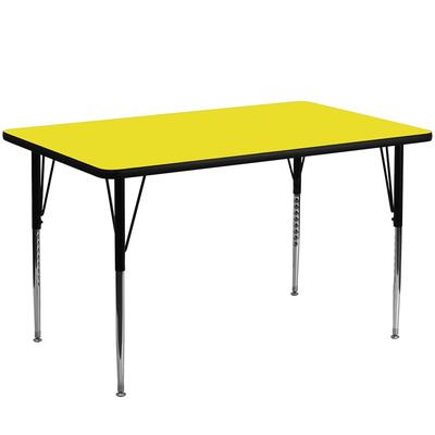 Flash Furniture XU-A2448-REC-YEL-H-A-GG Rectangular Activity Table - 48