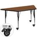 Flash Furniture XU-A2448-TRAP-OAK-H-P-CAS-GG Trapezoid Mobile Activity Table - 46 1/4"L x 25 1/2"W, Laminate Top, Oak, Brown