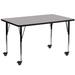 Flash Furniture XU-A2460-REC-GY-H-A-CAS-GG Rectangular Mobile Activity Table - 60"L x 24"W, Laminate Top, Gray