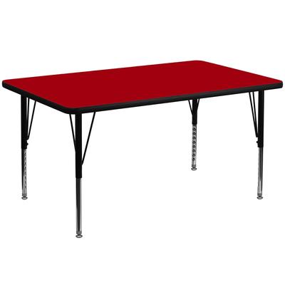 Flash Furniture XU-A3048-REC-RED-T-P-GG Rectangular Activity Table - 48