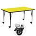 Flash Furniture XU-A3060-REC-YEL-H-P-CAS-GG Rectangular Mobile Activity Table - 60"L x 30"W, Laminate Top, Yellow
