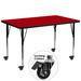 Flash Furniture XU-A3072-REC-RED-T-A-CAS-GG Rectangular Mobile Activity Table - 72"L x 30"W, Laminate Top, Red