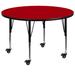 Flash Furniture XU-A42-RND-RED-T-P-CAS-GG 42" Round Mobile Activity Table - Laminate Top, Red