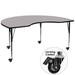 Flash Furniture XU-A4872-KIDNY-GY-T-A-CAS-GG Kidney Shaped Mobile Activity Table - 72"L x 48"W, Laminate Top, Gray