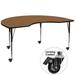 Flash Furniture XU-A4896-KIDNY-OAK-T-A-CAS-GG Kidney Shaped Mobile Activity Table - 96"L x 48"W, Laminate Top, Oak, Brown