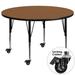 Flash Furniture XU-A48-RND-OAK-T-P-CAS-GG 48" Round Mobile Activity Table - Laminate Top, Oak, Brown