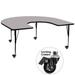 Flash Furniture XU-A6066-HRSE-GY-T-P-CAS-GG Horseshoe Shaped Mobile Activity Table - 66"L x 60"W, Laminate Top, Gray