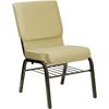 Flash Furniture XU-CH-60096-BGE-BAS-GG Stacking Church Chair w/ Beige Patterned Polyester Back & Seat - Steel Frame, Gold Vein