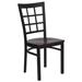 Flash Furniture XU-DG6Q3BWIN-MAHW-GG Restaurant Chair w/ Window Pane Back & Mahogany Wood Seat - Steel Frame, Black