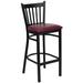 Flash Furniture XU-DG-6R6B-VRT-BAR-BURV-GG Commercial Bar Stool w/ Metal Vertical Slat Back & Burgundy Vinyl Seat, Black