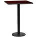 Flash Furniture XU-MAHTB-2424-TR18B-GG 24" Square Bar Height Table - Mahogany Laminate Top, Cast Iron Base, Black