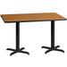 Flash Furniture XU-NATTB-3060-T2222-GG Rectangular Dining Height Table w/ Natural Laminate Top - 60"W x 30"D, Cast Iron Base, Black