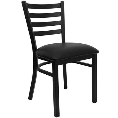 Flash Furniture XU-DG694BLAD-BLKV-GG Hercules Series Restaurant Chair w/ Ladder Back & Black Vinyl Seat - Steel Frame, Black