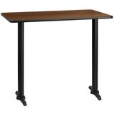 Flash Furniture XU-WALTB-3048-T0522B-GG Rectangular Bar Height Table w/ Walnut Laminate Top - 48"W x 30"D x 43 1/8"H, Cast Iron Base, Black
